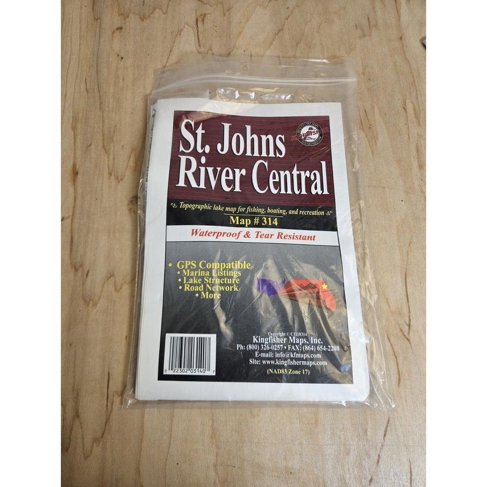 Kingfisher St Johns River Central Map #314 Waterproof Fishing Boating Florida
